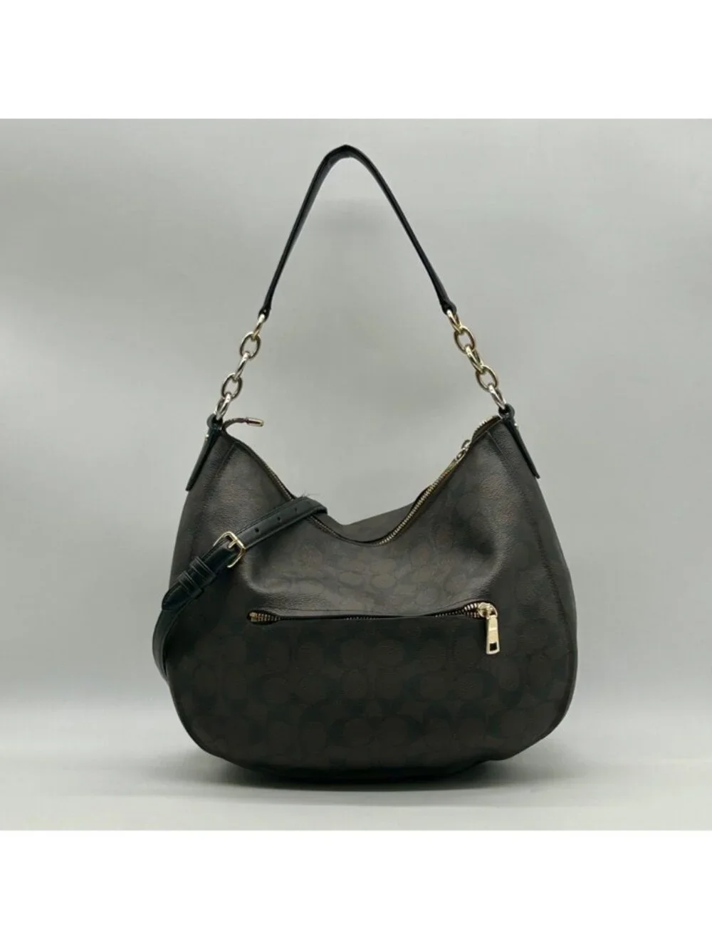 Coach Brown Signature Coated Canvas Hobo Shoulder Bag